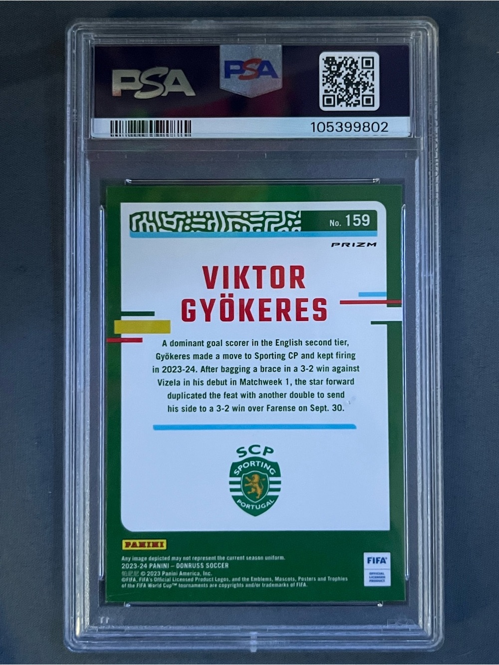 2023-24 Donruss Optic Viktor Gyökeres RC Optic-Holo PSA NM 8